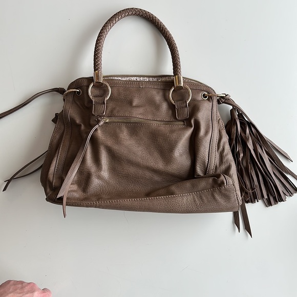 Urban Expressions 15X10 large brown braided tassel purse nwot - Picture 3 of 11